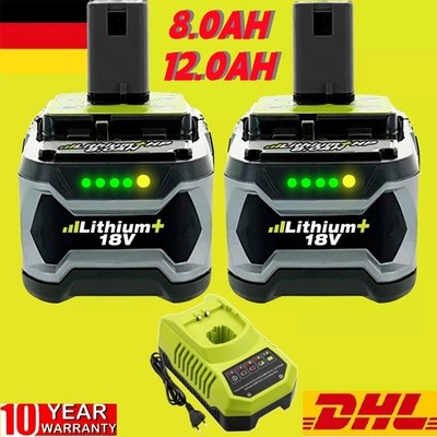 18V 12,0Ah/8,0Ah Akku für RYOBI Lithium RB18L50 P108 Batterie / Ladegerät DE