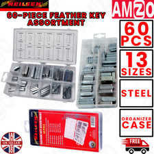 60pc Feather Key Assortment Metric Various Sizes Woodruff Hubs Drive Shafts