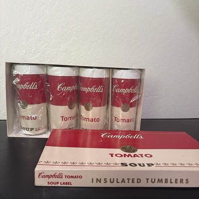 NEW Vintage 1960's RARE Campbells Tomato Soup Thermo Insulated Tumblers Set 4