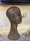 4 VTG Chalkware Male Mannequin Head Bust Faux Bronze Barber Toupee Hat Display — photo 7