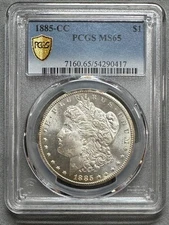1885-CC    MORGAN DOLLAR  PCGS  MS65   GEM UNCIRCULATED KEY DATE CARSON CITY