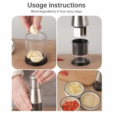 Stainless Steel Manual Food Chopper for Garlic Ginger Herb Nuts Vegetable Cutter
