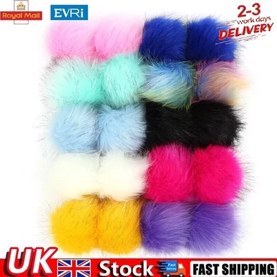 LAMPTOP 20PCS Fluffy Faux Fox Fur Fur Pom Poms Ball For DIY Hat Bags Christmas Decor UK