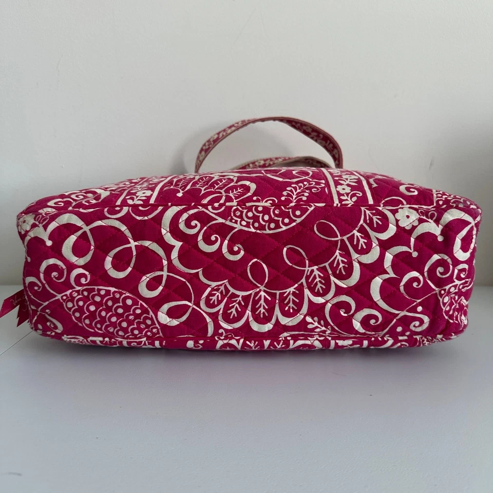 Bolso de hombro Vera Bradley Twirly Birds rosa cuadrado con cremallera Foto 3 de 4