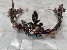 Women Retro Rhinestone Blue Crystal Renaissance, fairy, party, Tiara, Costume