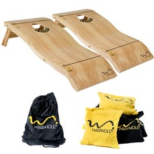 Curved Cornhole Set by Warphole , Solid Wood, 4'x2' Corn Hole Toss Boards Set