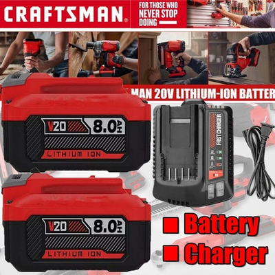 #ad 2PACK 20Volt For Craftsman V20 8.0Ah Li ion Battery CMCB204 CMCB202 or Charger $19.98