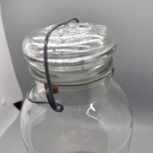 Vintage Hazel Atlas E-Z Seal Canning Jar Clear Glass Wire Closure w/ Lid 9 3/4" - Picture 3 of 6