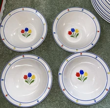 Tulip Tyme Stoneware Bowls Set of 4.