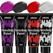 4 Colors Face Body Paint, 6.76 Oz Water Based Kids Face Painting
