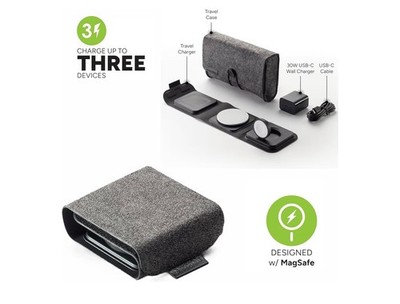 Morphie Wireless Charger 3-in-1 Travel Magnetic Charging Station With Case Used 
