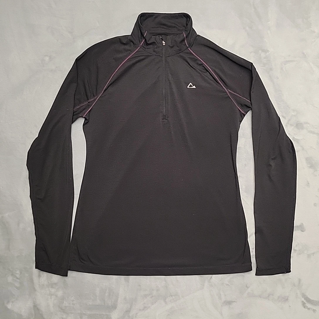 Haut Paradox Femme – Mélange Laine Mérinos – 1/4 Zip – Noir/rose – Taille XL – Athlétisme