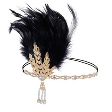 choyaxo Flapper Headband Roaring 20s Headpiece Flapper Headpiece Champagne