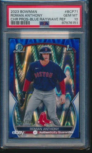 PSA 10 ROMAN ANTHONY 1st 2023 Bowman Chrome BLUE R/W REFRACTOR/150 RC GEM MINT