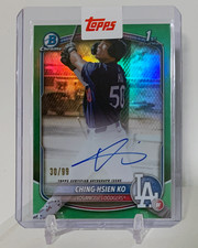 2025 Bowman Chrome Ching-Hsien Ko Auto Green Refractor 1st Prospect #/99 Dodgers