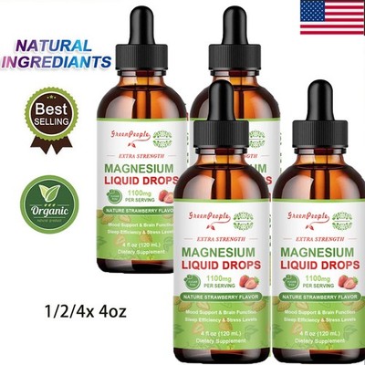 1/2/4xMagnesium Glycinate Liquid Drop Triple Magnesium Complex Supplement 4oz