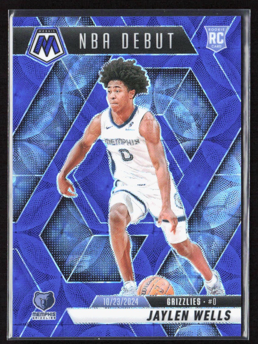 2024-25 Panini Mosaic Jaylen Wells NBA Debut Rookie International Blue Scope /35