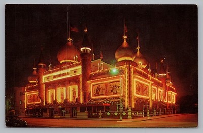 Postcard Corn Palace Night View Mitchell South Dakota Unposted