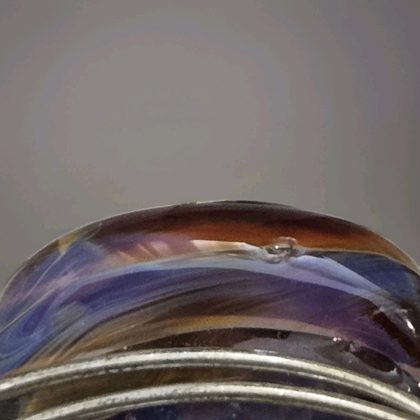 Signed Two Layer Glass Bracelet Artisan Silver Wi… - image 4