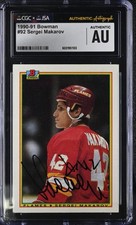 Sergei Makarov Signed 1990-91 Bowman Rookie Card #92 Flames CGC AU JSA Auto