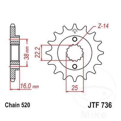 JT Kettenrad vorne 15 Zähne 520 Teilung JTF736.15 passend für Ducati Scrambler 800 15-23