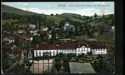 Ruhla, Blick nach dem Reuter von Bellevue aus, Hotel Forsthaus, Ansichtskarte 