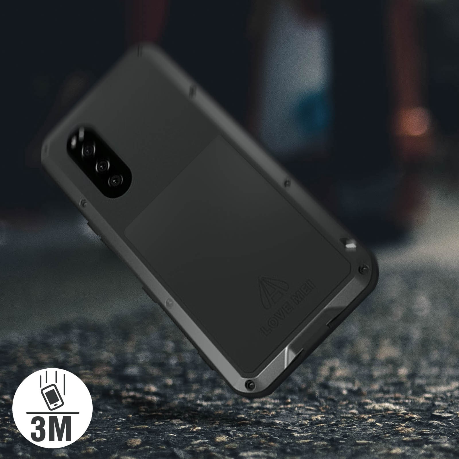 Coque étanche Sony Xperia 5 Love Mei en verre trempé noir