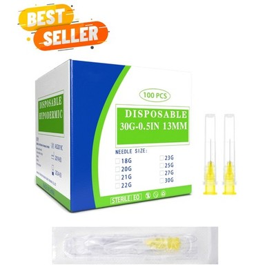 100 Pack 30 Ga Disposable Needles - Precise Dispensing for Science & Industry