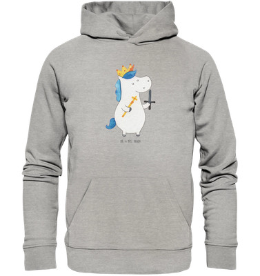 Organic Hoodie Einhorn König mit Schwert Größe XS - Geschenk Oberteil Ritter