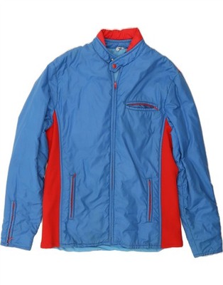 VINTAGE Mens Bomber Jacket IT 52 XL Blue Colourblock DB14