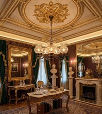 Lampadario Vintage 5 Luci in Ottone e Vetro Granigliato E Legno Tornito–Anni 60