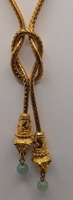 Jacqueline Bouvier Kennedy Camrose & Kross Gold Tone Lariat Necklace Nephrite...