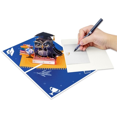 Owl 3D Popping up Graduation Card College Graduation Card Paper Texture for Boy - Picture 6 of 8