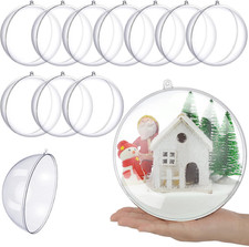 10 Pcs Christmas Large Clear Fillable Ball Ornaments 6.3 Inch