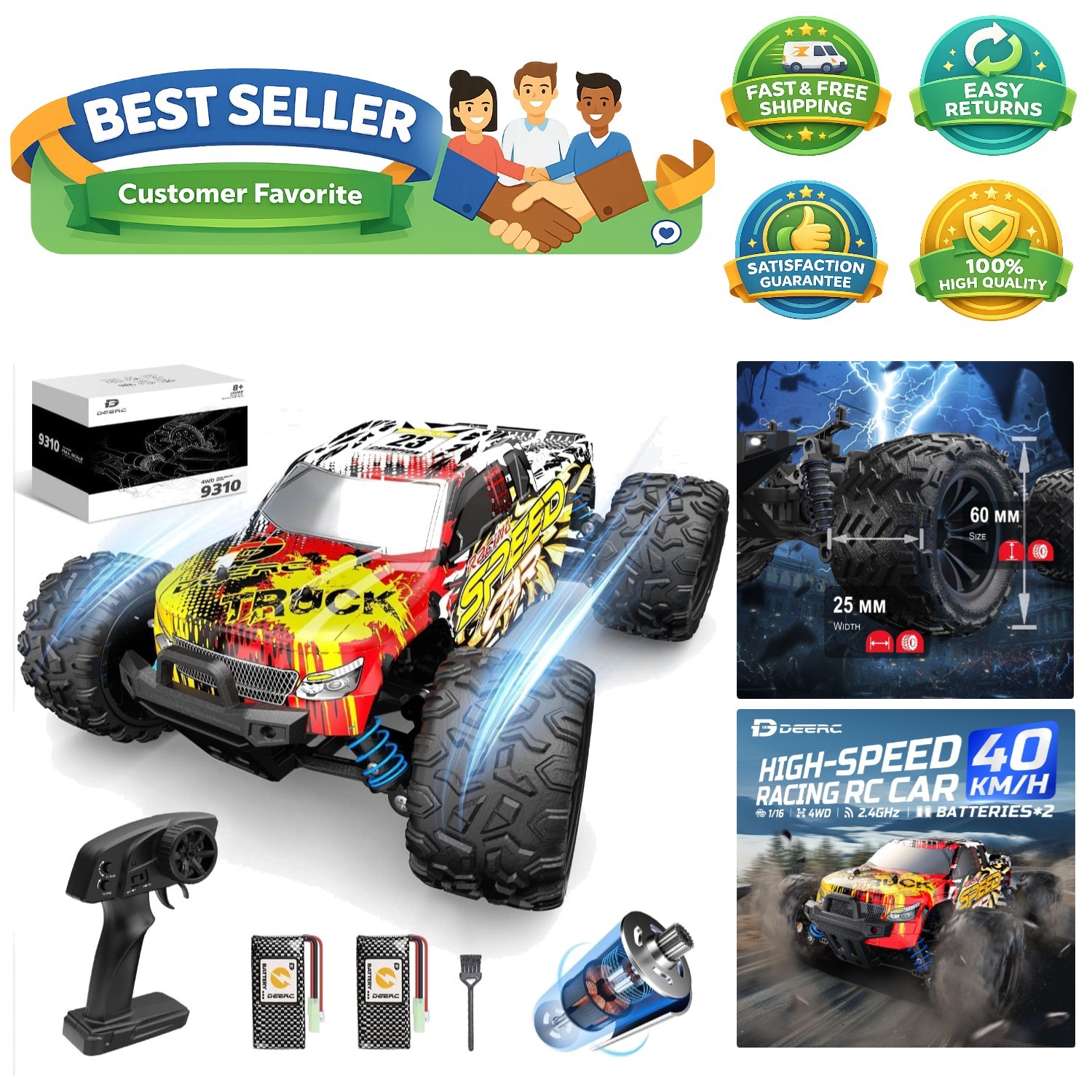 S High Speed Remote Control Car For Adults Kids 30+mph, 1:16 Scales 4wd...