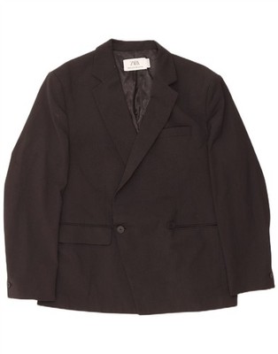 Zara Herren Zweireiher Blazer Sakko EU 52 Large Schwarz Wolle DL08