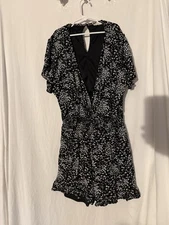 Elegant Black And White Floral Romper