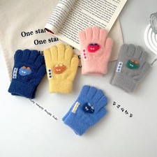 Kids Winter Gloves Knitted Cartoon Full Finger Warm Toddler Outdoor Hand Covers