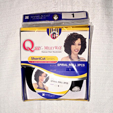 Milky Way Que ShortCut Spiral Roll Human Hair Mastermix 3PCS Black QS003 Color 1