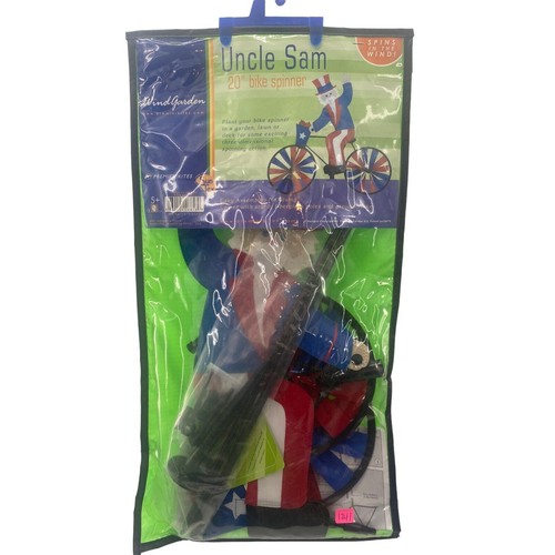 Patriotic Flag Uncle Sam on a Bike 20" Garden Spinner by Premier Kites Sun Tex - Picture 3 of 4