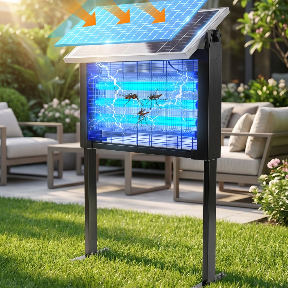 Solar Bug Zapper Outdoor Mosquito Zapper 4500V Waterproof Rechargeable Fly Zappe — image 10