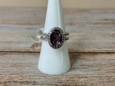 Nwt Rbp Purple Amethyst White Topaz On Rhodium Plated Band Size 7 Ring