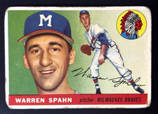 Vintage 1954 Topps Warren Spahn #31 Milwaukee Braves HOF Low Grade