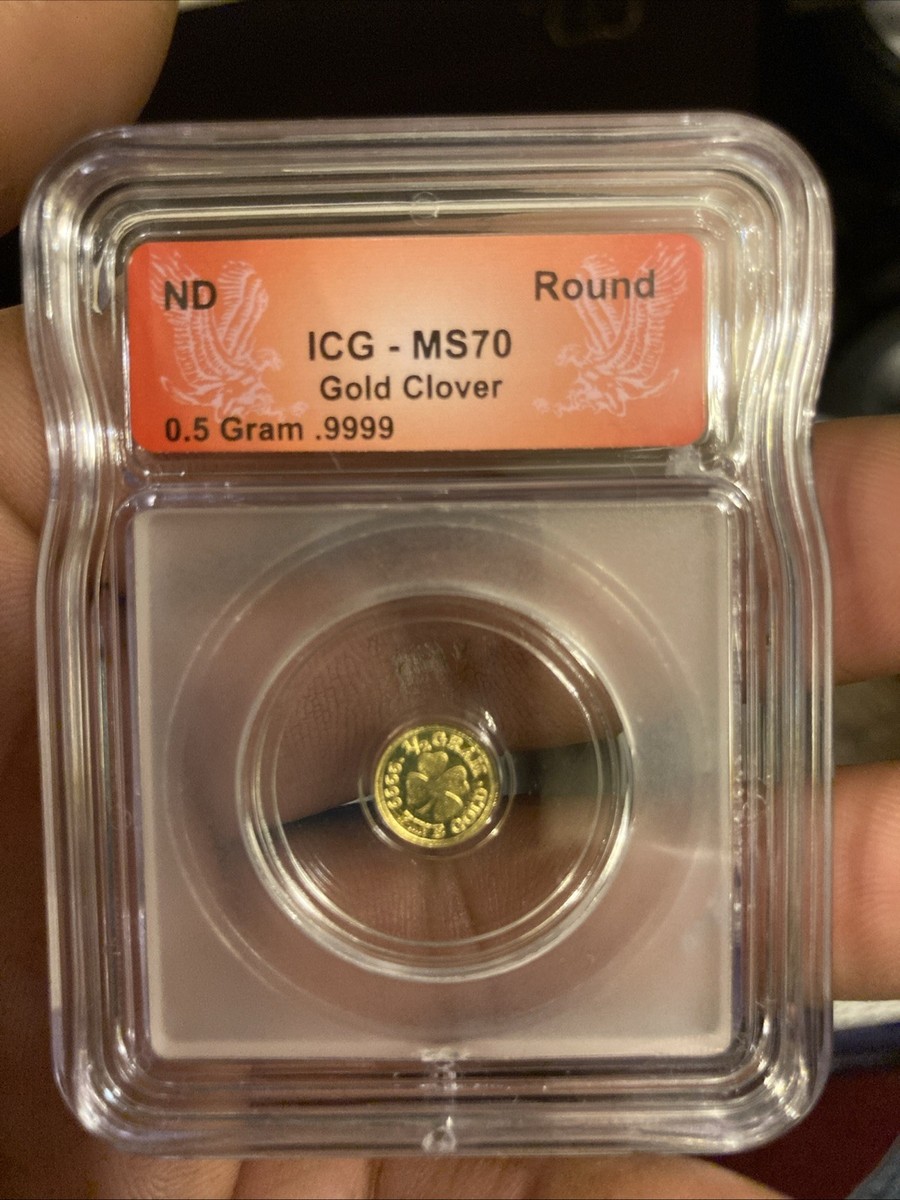 GOLD ICG-MS70 Monarch Mint 1/2 Gram Clover Gold .9999 | eBay