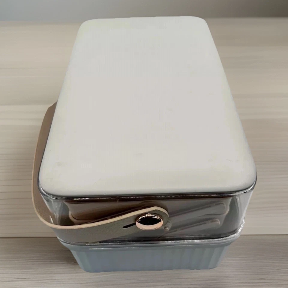 Caja de almacenamiento vintage multiusos de 2 niveles con tapa transparente y mango Foto 3 de 4