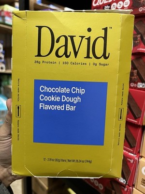 David Chocolate Chip Cookie Dough High Protein Bars, 12 Pack (2.19 oz)good dated