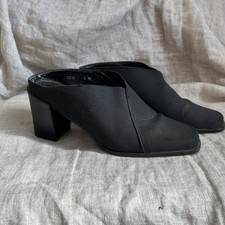 DONALD J. PLINER Ice Women s Sz 6 Black Stretch Heels Mules Stacked Block Heel