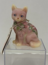 Fenton Hand Painted Burmese Cat With UV Glow Signed
