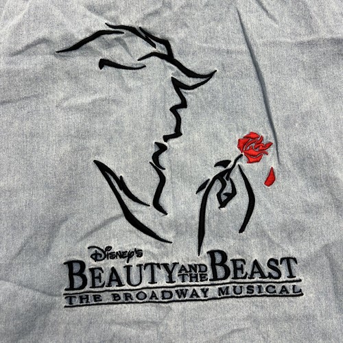 Vintage Disney Beauty and the Beast Broadway Embroidered Denim Shirt Mens Sz LG - Picture 3 of 9