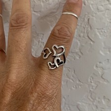 Sterling Silver Four Hearts Ring, Silver Rings, Love Ring, Heart Ring